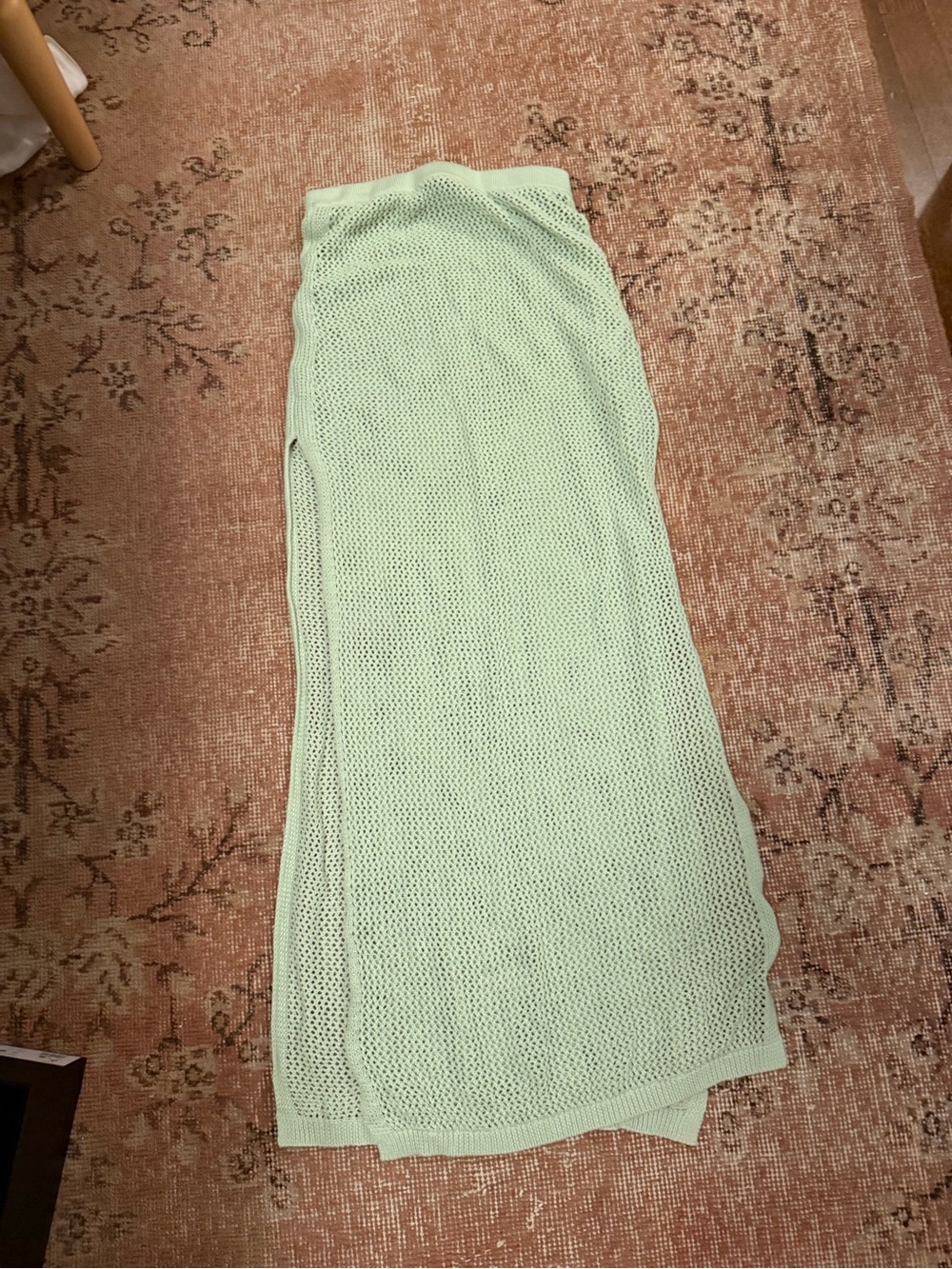 Toluca Swim Light Green Knit Maxi Skirt - Swim Cover Up with leg slit